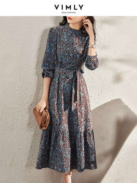 VIMLY Long Sleeve Floral Dress Women 2021 Autumn Elegant Vintage Dres – Sheingraceful VIMLY Long Sleeve Floral Dress Women 2021 Autumn Elegant Vintage Dres – Sheingraceful