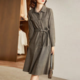 VIMLY New Autumn Dresses For Women Fashion High Waist Long Dress Sashes Button-up Shirt Dress Elegant Female Vestidos F8780