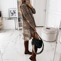 Women Shirt Dress Plaid Long-sleeve Loose Ladies Mini Dresses Oversize Irregular Single Breasted Casual