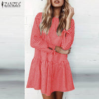 Women  Dress shirt Party Knee Length Dresses Bohemian Long Sleeve O Neck Vestidos Oversized Robe Femme