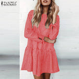 Women  Dress shirt Party Knee Length Dresses Bohemian Long Sleeve O Neck Vestidos Oversized Robe Femme
