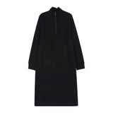 Women Zipper Turtleneck Loose Casual Sweater Dress For Ladies Full Sleeve Female Knitted Midi Dresses 2022 Autumn Winter DS425