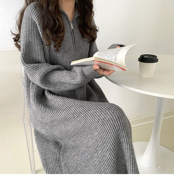 Women Zipper Turtleneck Loose Casual Sweater Dress For Ladies Full Sl Sheingraceful Women Zipper Turtleneck Loose Casual Sweater Dress For Ladies Full Sl Sheingraceful