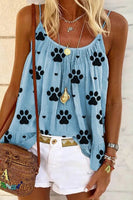Women's Simple Dog Paw Print Strap T-shirt