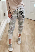 Women's Dog Paw Print Camo Casual Pants
