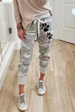 Women's Dog Paw Print Camo Casual Pants